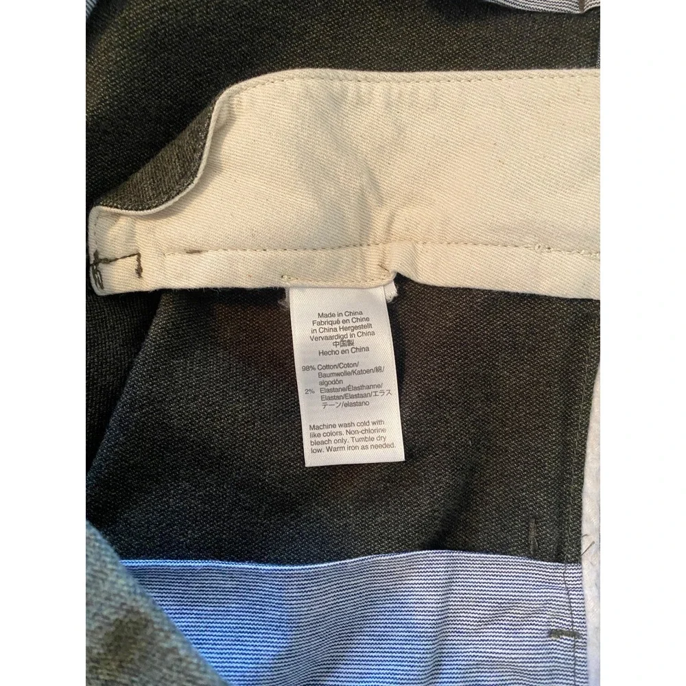 J.Crew Chino Pants Mens 34x30 Olive Green Stretch Slim Straight Trousers Preppy